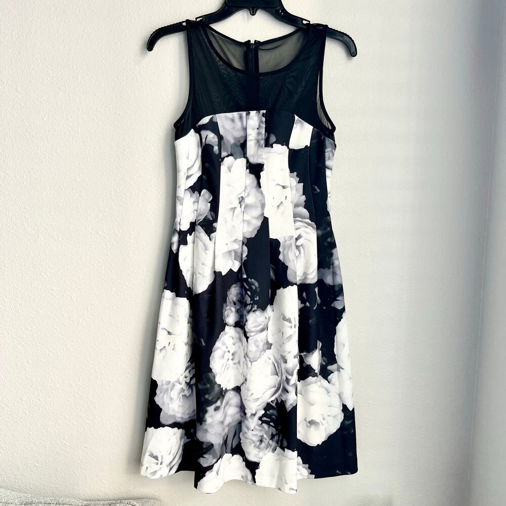 Calvin Klein Womens Sleeveless Floral Dress SZ 2 Whimsigoth Retro Timeless Fairy